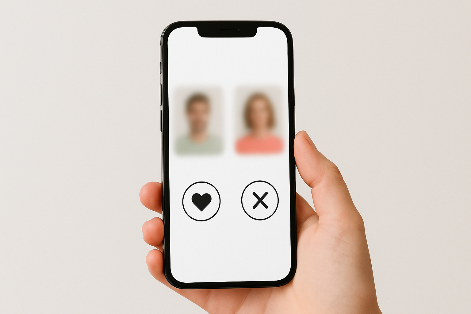 Hand holding mobile phone with AskDorota app open